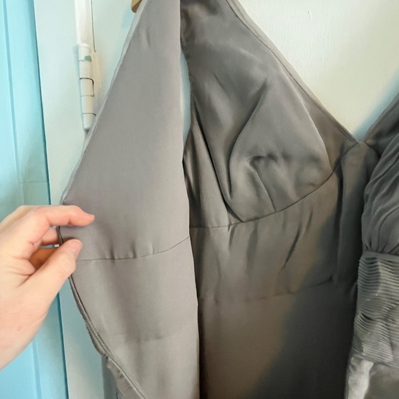 Valentino Grey Silk Cocktail Dress with Pleating detail. - Picture 15 of 16